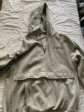 NASH Champion Pullover Hoodie Oversized in Grey. UNISEX.